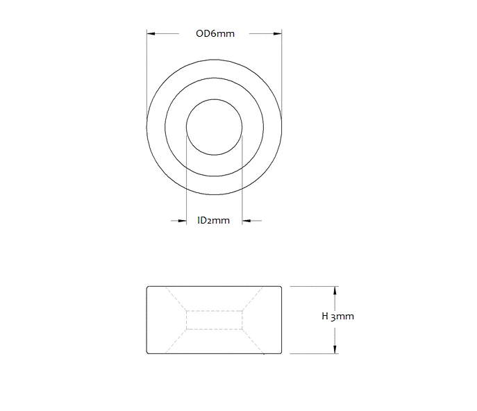 Neodymium Countersunk Ring Magnet - 6mm (OD) X 3mm (H) | Countersunk 4mm/2mm (ID) | N40 | Countersunk On Both Sides 2 Neodymium Countersunk Ring Magnet - 6mm (OD) X 3mm (H) | Countersunk 4mm/2mm (ID) | N40 | Countersunk On Both Sides - Image 2