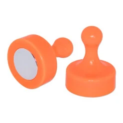 Orange Pin Whiteboard Magnets - 29mm Diameter X 38mm | 4 PACK