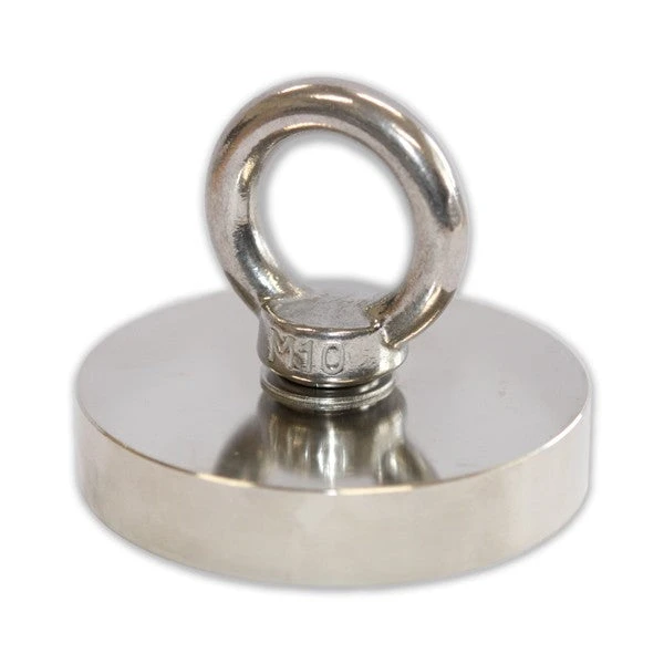 Neodymium Fishing Magnet With M10 Threaded Eyelet - 75mm Diameter X 62mm 1 Neodymium Fishing Magnet With M10 Threaded Eyelet - 75mm Diameter X 62mm