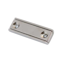 Neodymium Rectangular Pot Magnet With Countersunk Holes - 40mm X 13.5mm X 5mm