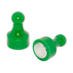 Green Pin Whiteboard Magnets - 12mm Diameter X 22mm | 12 PACK