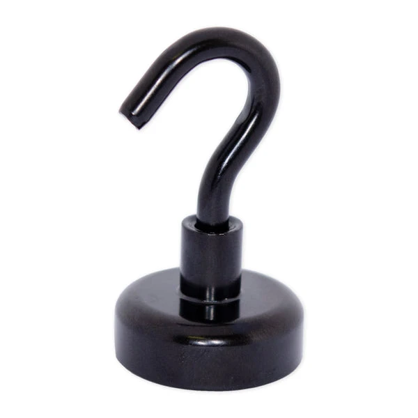 Black Hook Magnet | Neodymium Pot Magnet With Threaded Hook - 20mm (D) X 37mm (H) 1 Black Hook Magnet | Neodymium Pot Magnet With Threaded Hook - 20mm (D) X 37mm (H)