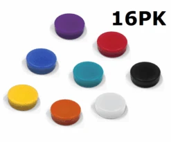 16 Pack - Neodymium Black Button Magnet - 12.7mm X 6.35mm | Thermoplastic Rubber (TPR) Coating