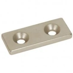 Countersunk Neodymium Block Magnet - 50mm X 20mm X 5mm | Countersunk Holes 4mm To 8mm | N42