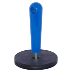 Neodymium Rubber Coated Female Thread Pot Magnet With Blue Handle | 66mm Diameter X 92mm